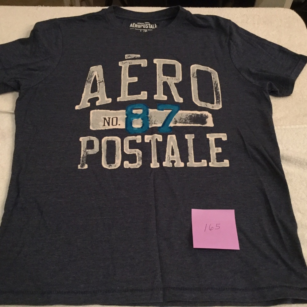 Aeropostale Grayish Blue Logo T-Shirt Tee - Size Large - Excellent Condition